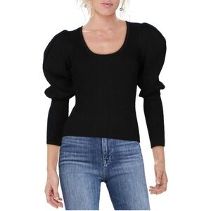 Jonathan Simkhai Mila puff sleeve ribbed black sweater